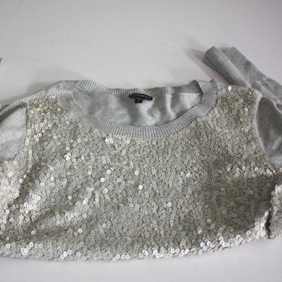 Express Grey Sweater with Silver Sequins Size Large - Picture 8 of 10